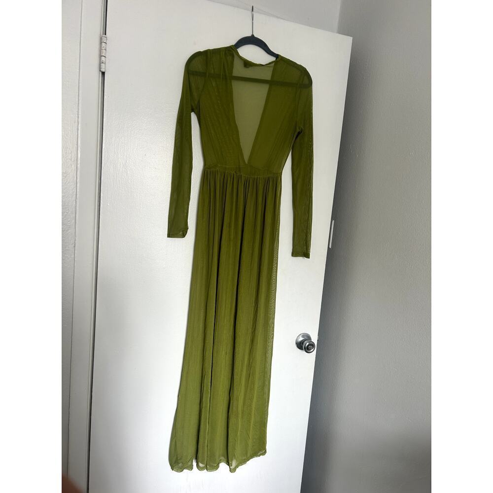 Sheer V-Neck Maxi Dress